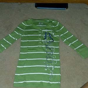 Ps green/white striped shirt